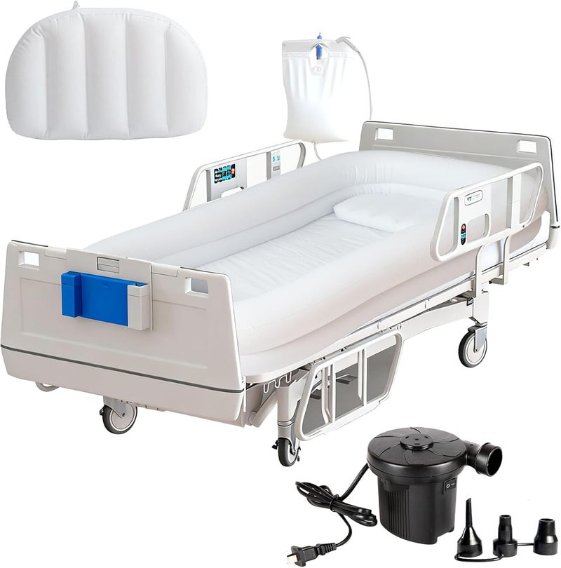 WUEURU Medical Inflatable Bathtub,Portable Medical Inflatable Bathtub with Electric Air Pump for Bedridden Patients,Shower Bed for Seniors Pregnant Disabled Elderly Handicapped - Image 1